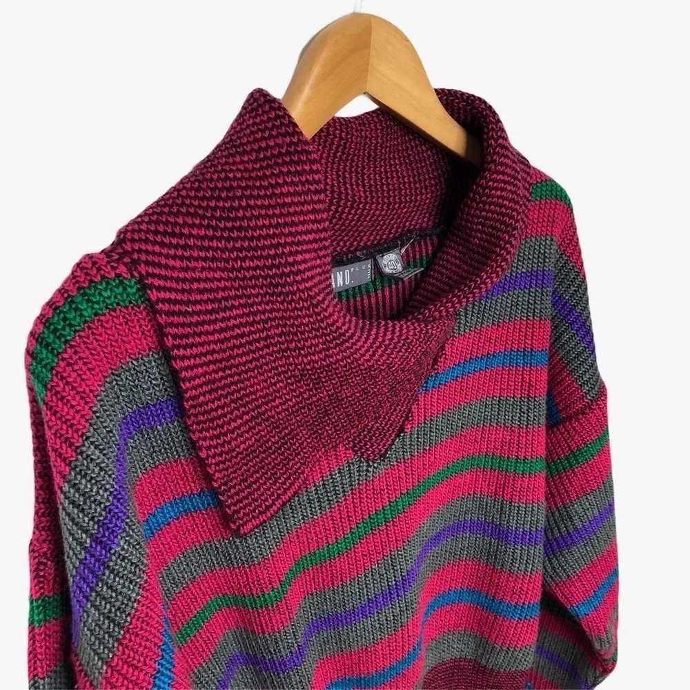 Gitano Vintage Sweater Pink Blouson Sleeve Size 40 Stripe - Picture 4 of 8